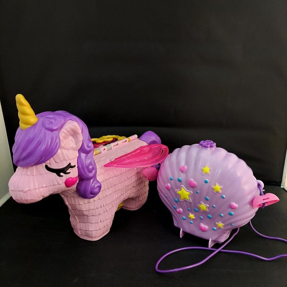 Polly Pocket Unicorn Party & Seashell Purse Compact Playsets Not Complete Toys
